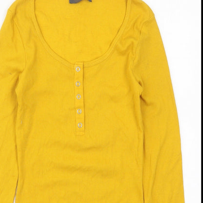 Primark Womens Yellow  Cotton Bodysuit One-Piece Size 6  Button