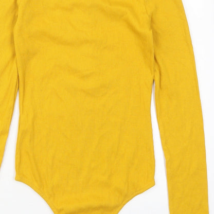 Primark Womens Yellow  Cotton Bodysuit One-Piece Size 6  Button