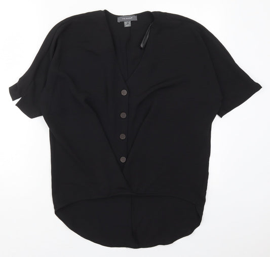 Primark Womens Black  Polyester Basic Blouse Size 6 V-Neck