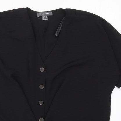 Primark Womens Black  Polyester Basic Blouse Size 6 V-Neck