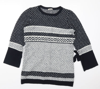 TU Womens Blue Crew Neck Geometric Acrylic Pullover Jumper Size 12