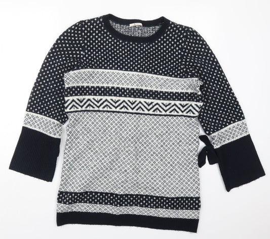 TU Womens Blue Crew Neck Geometric Acrylic Pullover Jumper Size 12