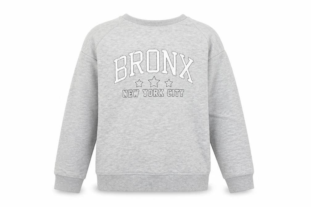 Front view of Primark girls’ grey cotton pullover sweatshirt, size 10-11, years - 'bronx'