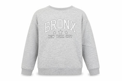 Front view of Primark girls’ grey cotton pullover sweatshirt, size 10-11, years - 'bronx'