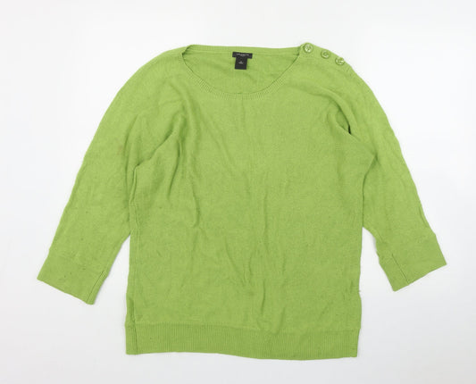 Ann Taylor Womens Green Round Neck  Polyester Pullover Jumper Size XL