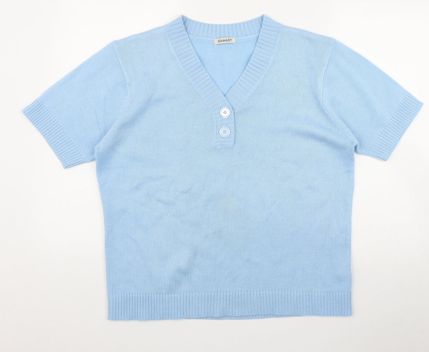 Damart Womens Blue V-Neck  Acrylic Pullover Jumper Size 18