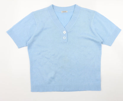 Damart Womens Blue V-Neck  Acrylic Pullover Jumper Size 18