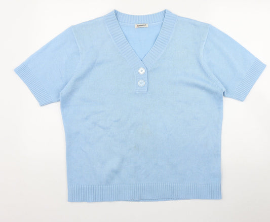 Damart Womens Blue V-Neck  Acrylic Pullover Jumper Size 18