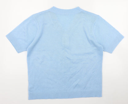 Damart Womens Blue V-Neck  Acrylic Pullover Jumper Size 18