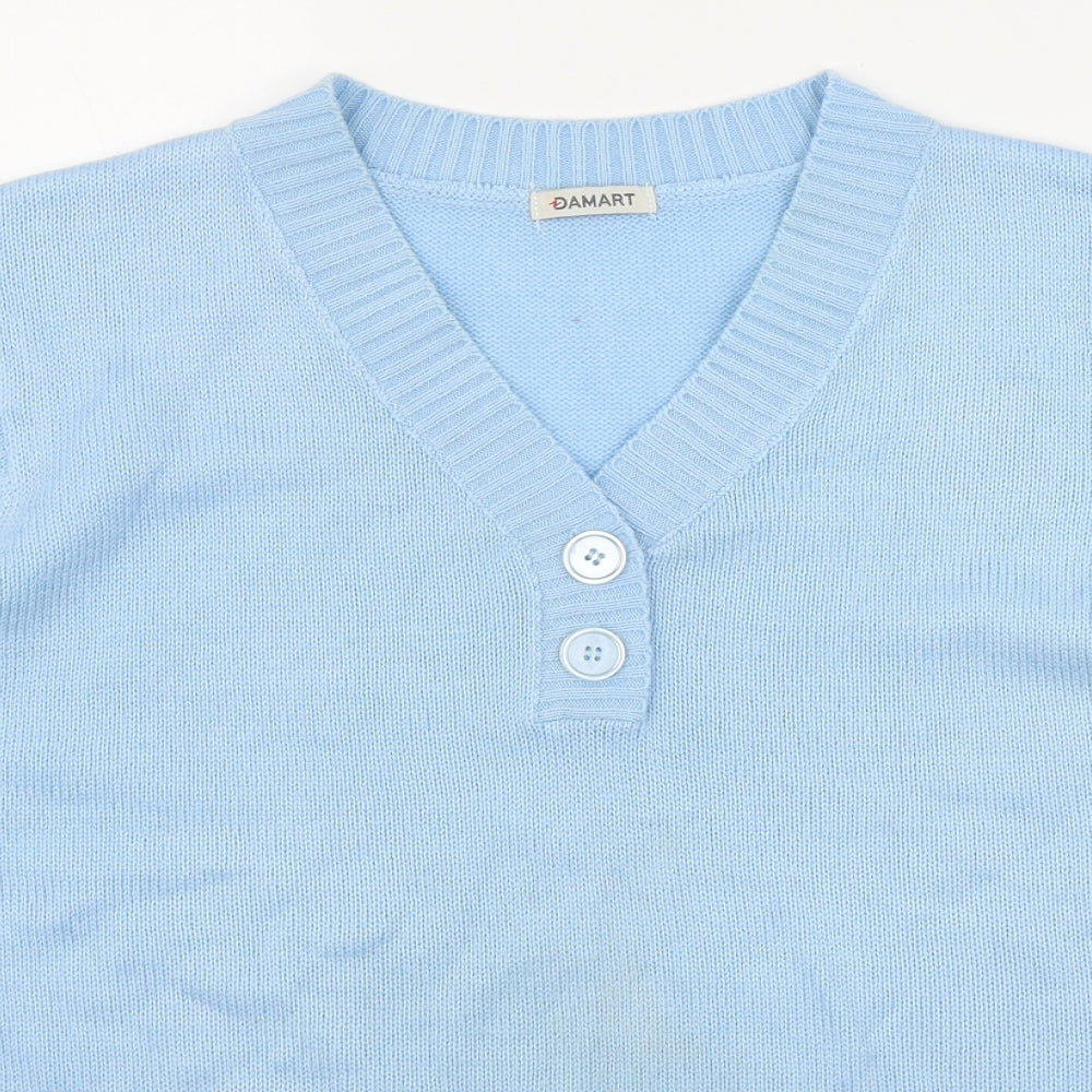 Damart Womens Blue V-Neck  Acrylic Pullover Jumper Size 18