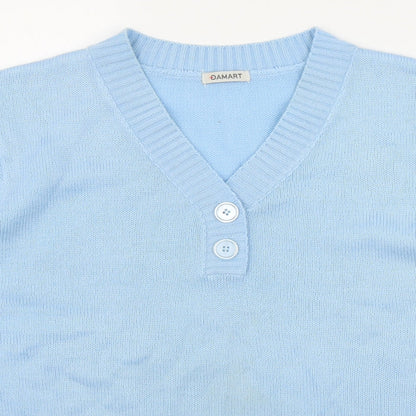 Damart Womens Blue V-Neck  Acrylic Pullover Jumper Size 18
