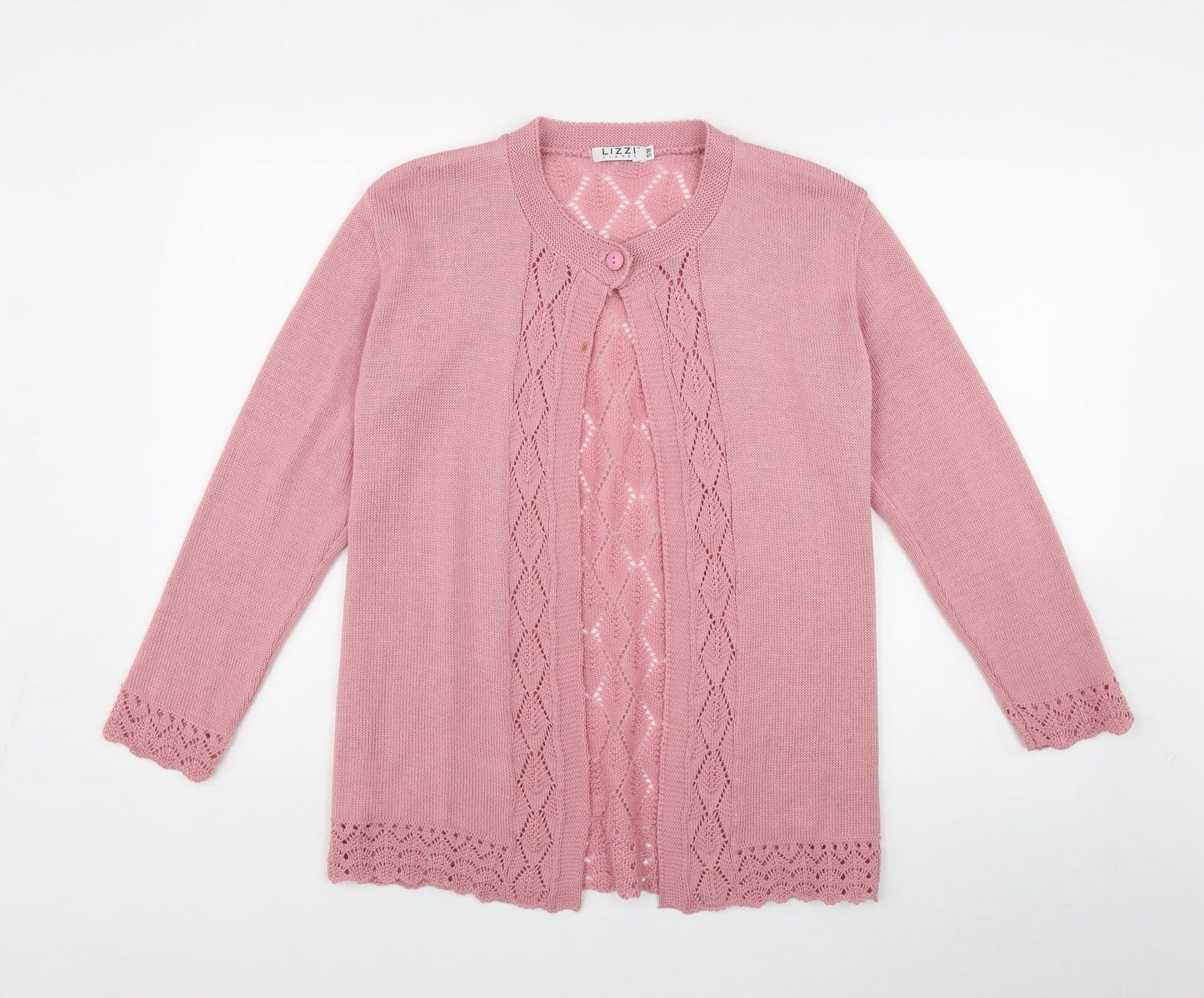 Lizzi Clarke Womens Pink Round Neck  Acrylic Cardigan Jumper Size S