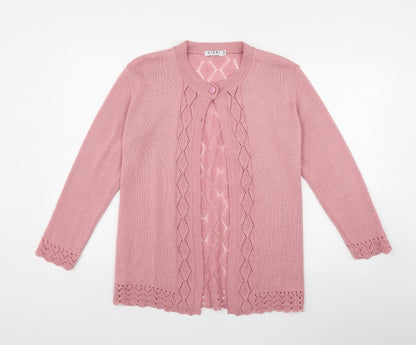 Lizzi Clarke Womens Pink Round Neck  Acrylic Cardigan Jumper Size S