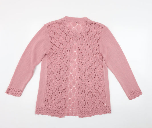 Lizzi Clarke Womens Pink Round Neck  Acrylic Cardigan Jumper Size S