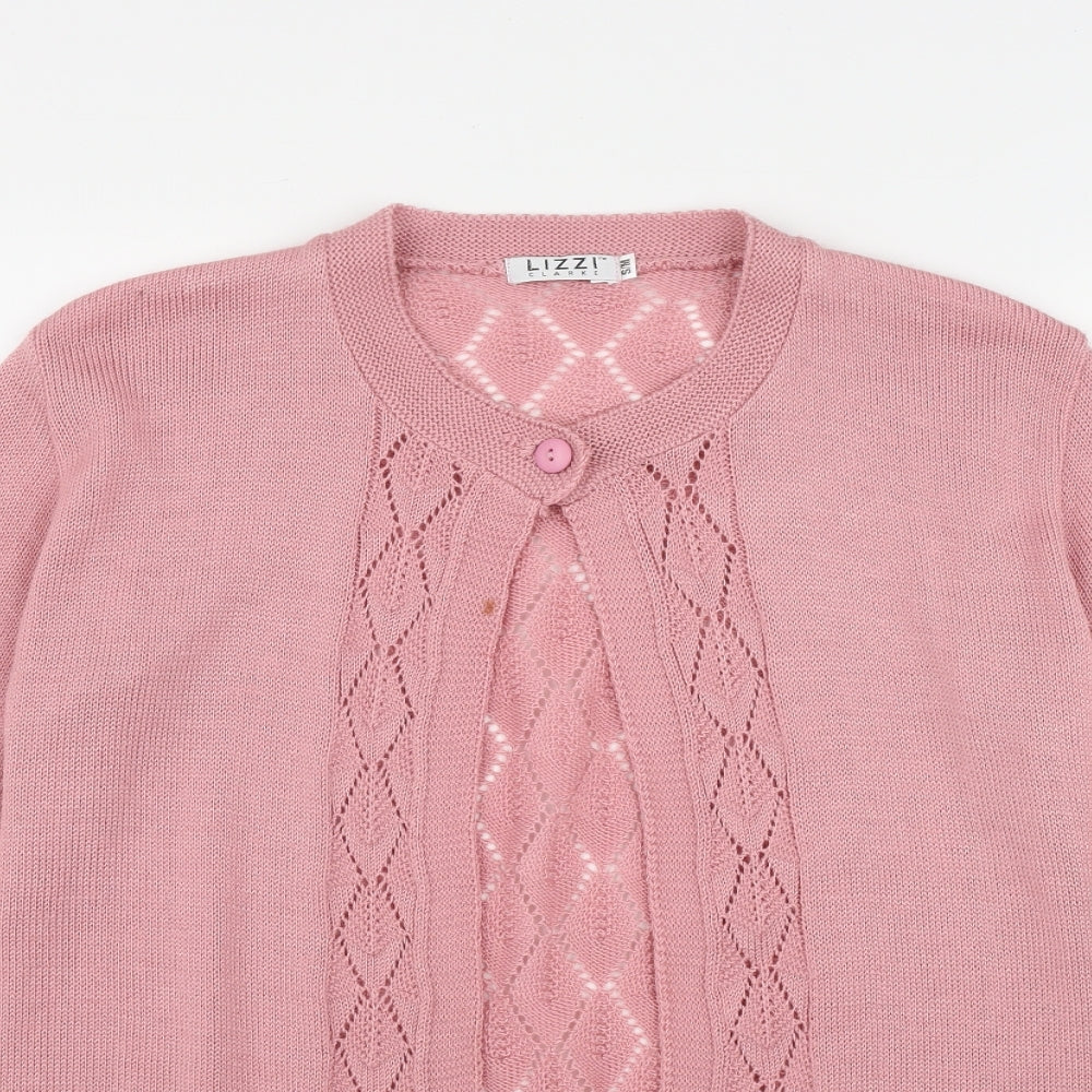 Lizzi Clarke Womens Pink Round Neck  Acrylic Cardigan Jumper Size S