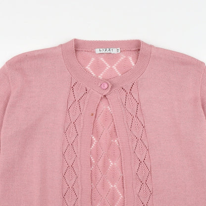 Lizzi Clarke Womens Pink Round Neck  Acrylic Cardigan Jumper Size S