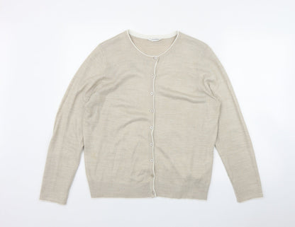 Womens UK Size 14 Classic Beige Cardigan Jumper