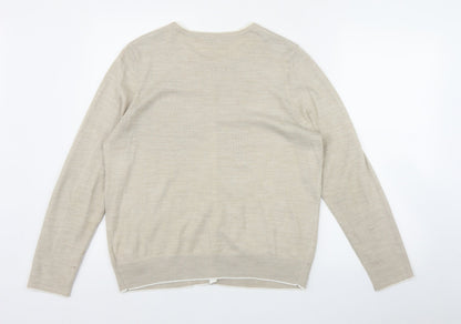 Womens UK Size 14 Classic Beige Cardigan Jumper