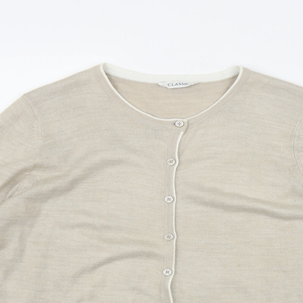 Womens UK Size 14 Classic Beige Cardigan Jumper
