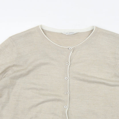 Womens UK Size 14 Classic Beige Cardigan Jumper