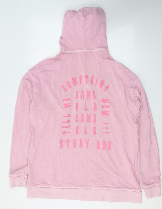 H&M Womens Pink  Cotton Pullover Hoodie Size L  Pullover - Tell me something new