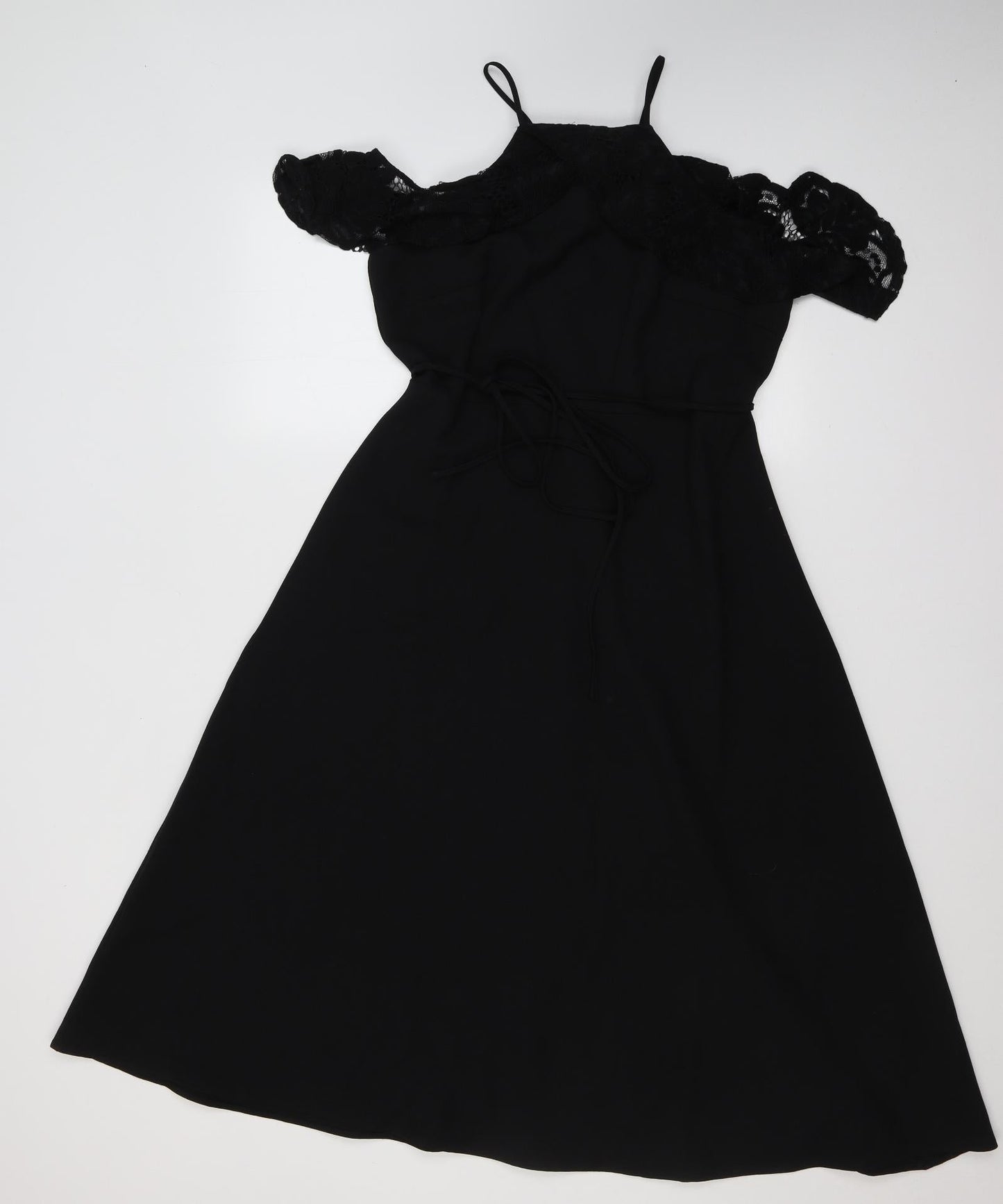 Julian Taylor Womens Black  Cotton Fit & Flare  Size 8  Halter Zip - cold shoudler