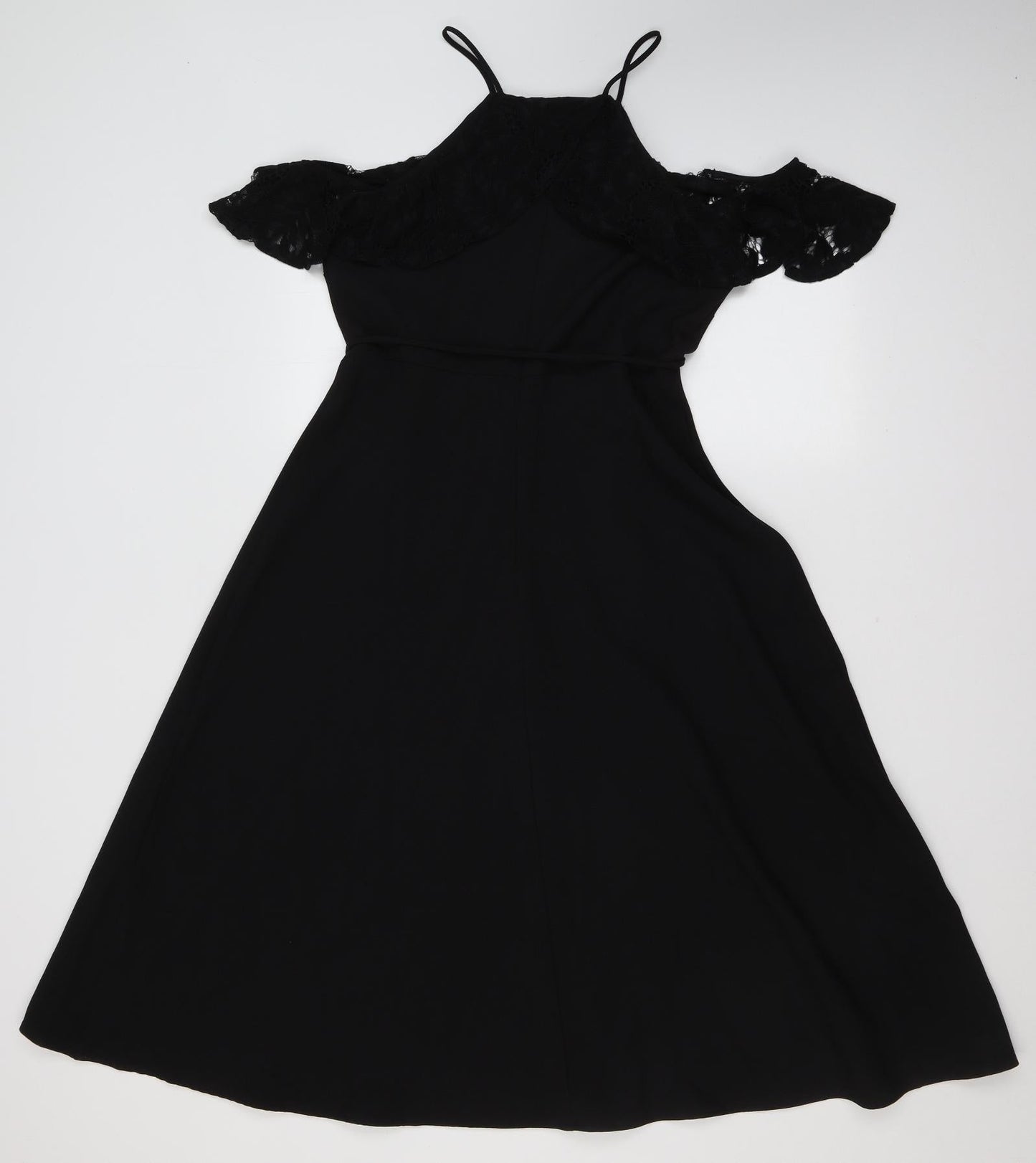 Julian Taylor Womens Black  Cotton Fit & Flare  Size 8  Halter Zip - cold shoudler