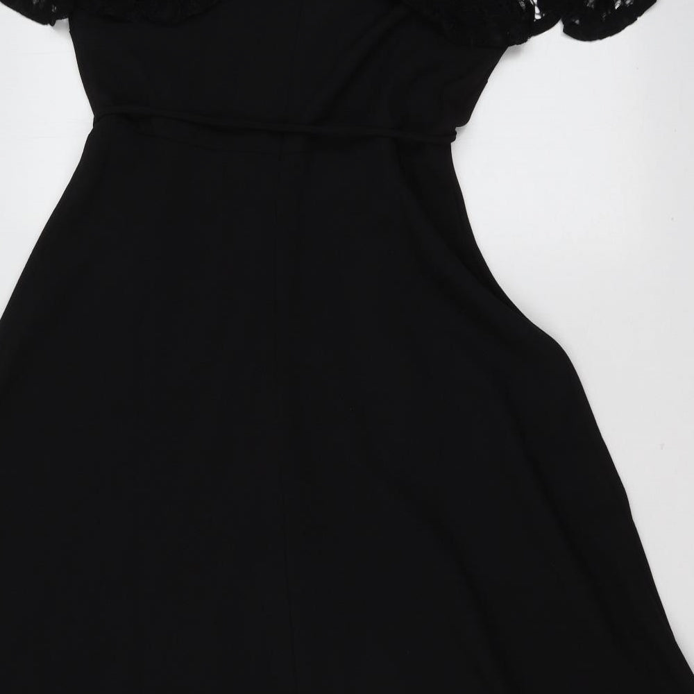 Julian Taylor Womens Black  Cotton Fit & Flare  Size 8  Halter Zip - cold shoudler