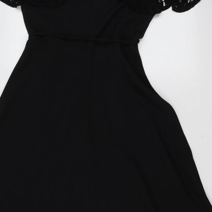 Julian Taylor Womens Black  Cotton Fit & Flare  Size 8  Halter Zip - cold shoudler