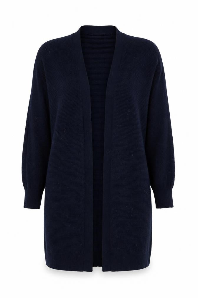 Front view of Tu women’s blue v-neck viscose cardigan jumper, size UK 10