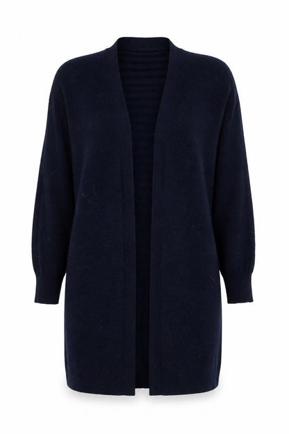 Front view of Tu women’s blue v-neck viscose cardigan jumper, size UK 10
