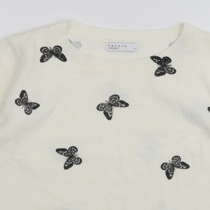 Womens UK Size 8 Papaya White Pullover Jumper