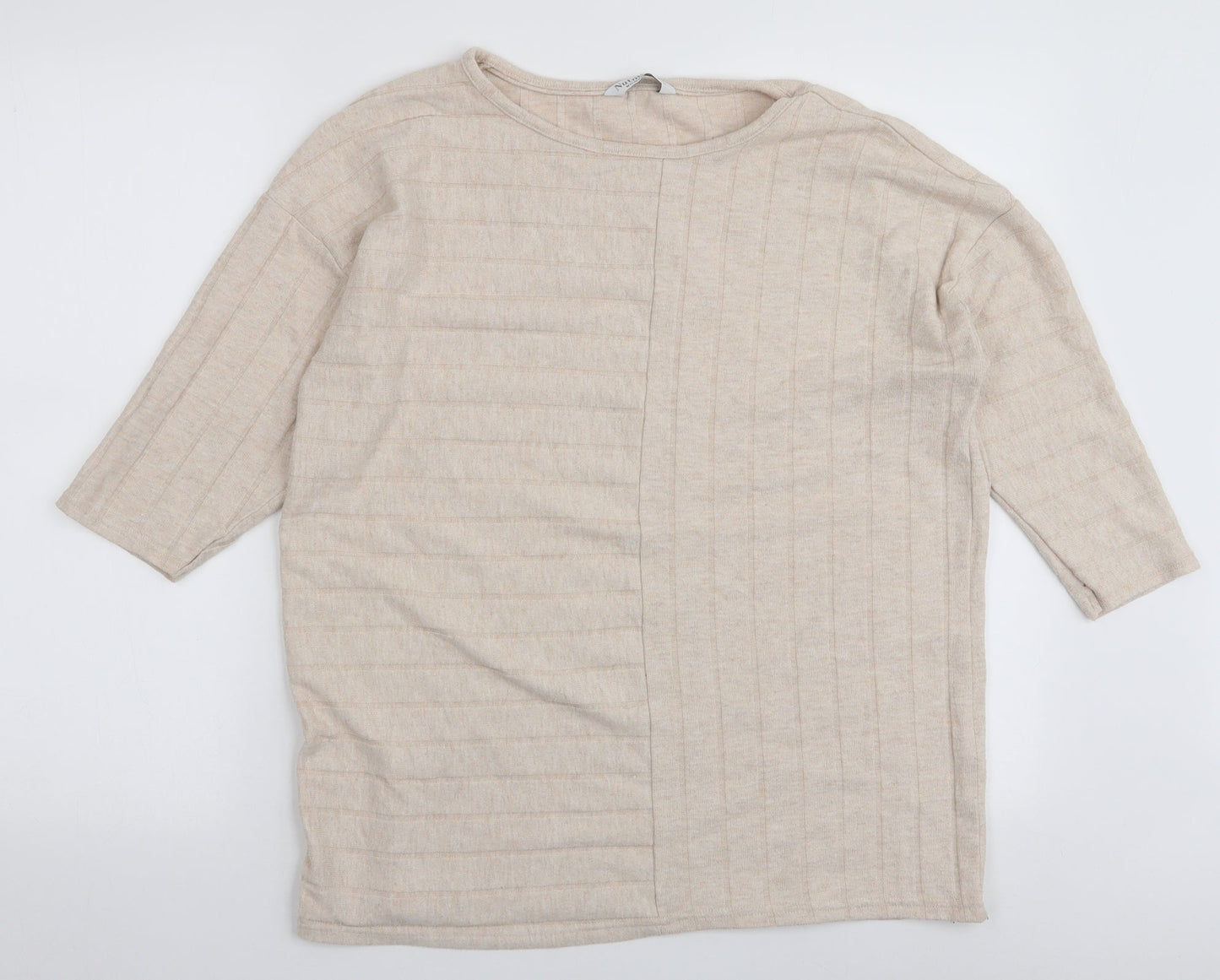 Nutmeg Womens Ivory Round Neck  Polyester Pullover Jumper Size 12