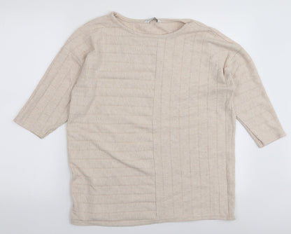 Nutmeg Womens Ivory Round Neck  Polyester Pullover Jumper Size 12