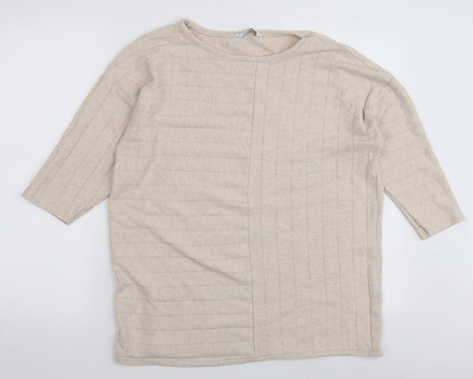 Nutmeg Womens Ivory Round Neck  Polyester Pullover Jumper Size 12