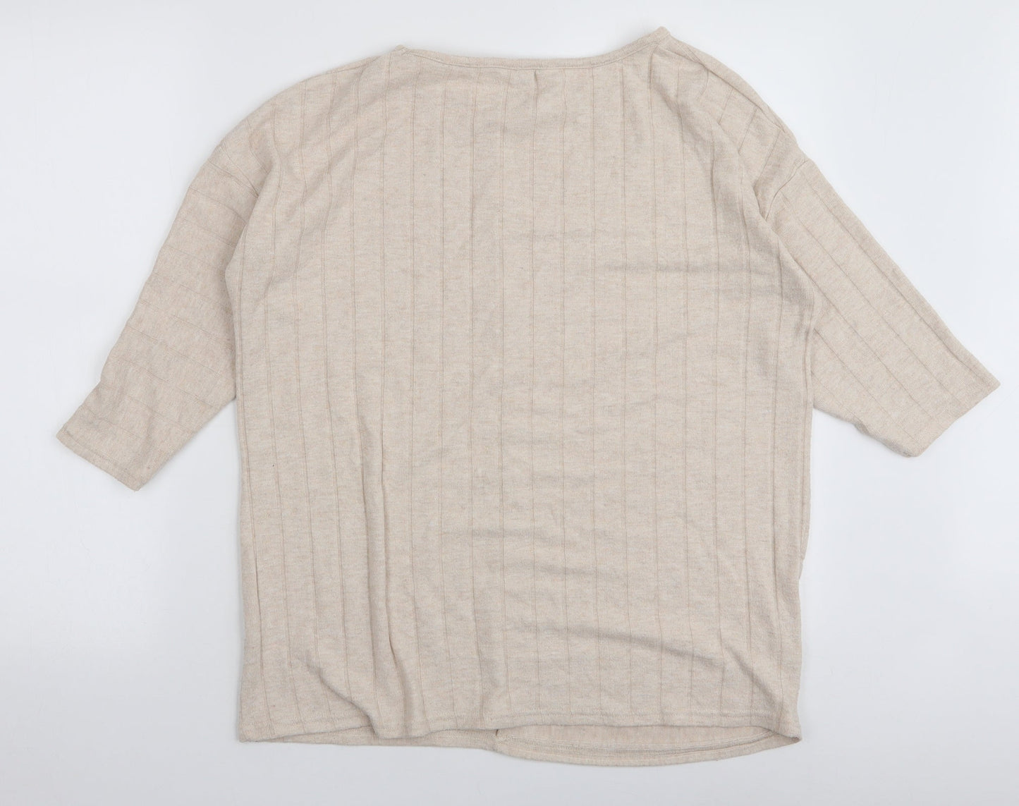Nutmeg Womens Ivory Round Neck  Polyester Pullover Jumper Size 12
