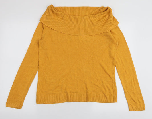 TU Womens Yellow Roll Neck  Acrylic Pullover Jumper Size 14