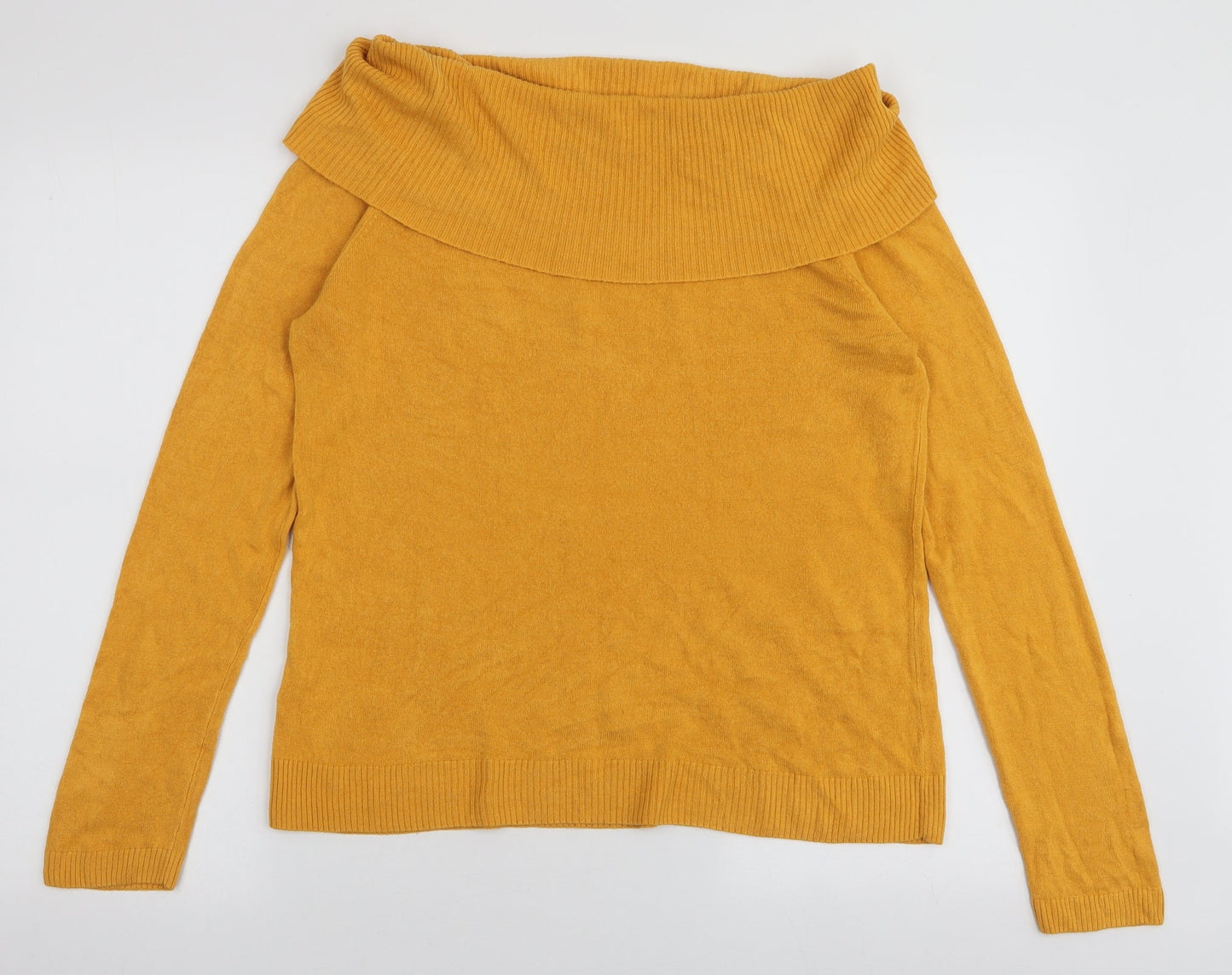 TU Womens Yellow Roll Neck  Acrylic Pullover Jumper Size 14