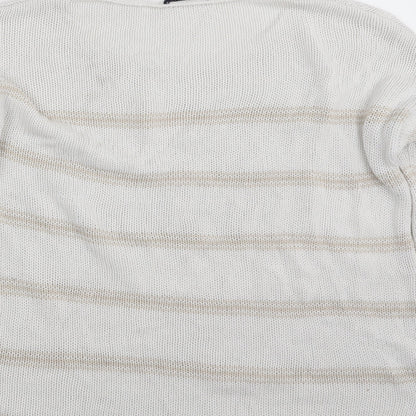 Gap Womens White Round Neck Striped 100% Cotton Pullover Jumper Size XL