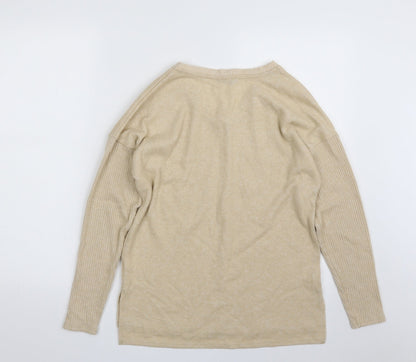 George Womens Beige V-Neck  Polyester Pullover Jumper Size S