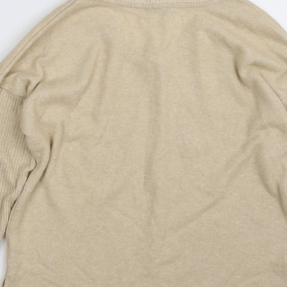 George Womens Beige V-Neck  Polyester Pullover Jumper Size S