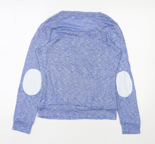 Glamorous Womens Blue Scoop Neck  Rayon Pullover Jumper Size S