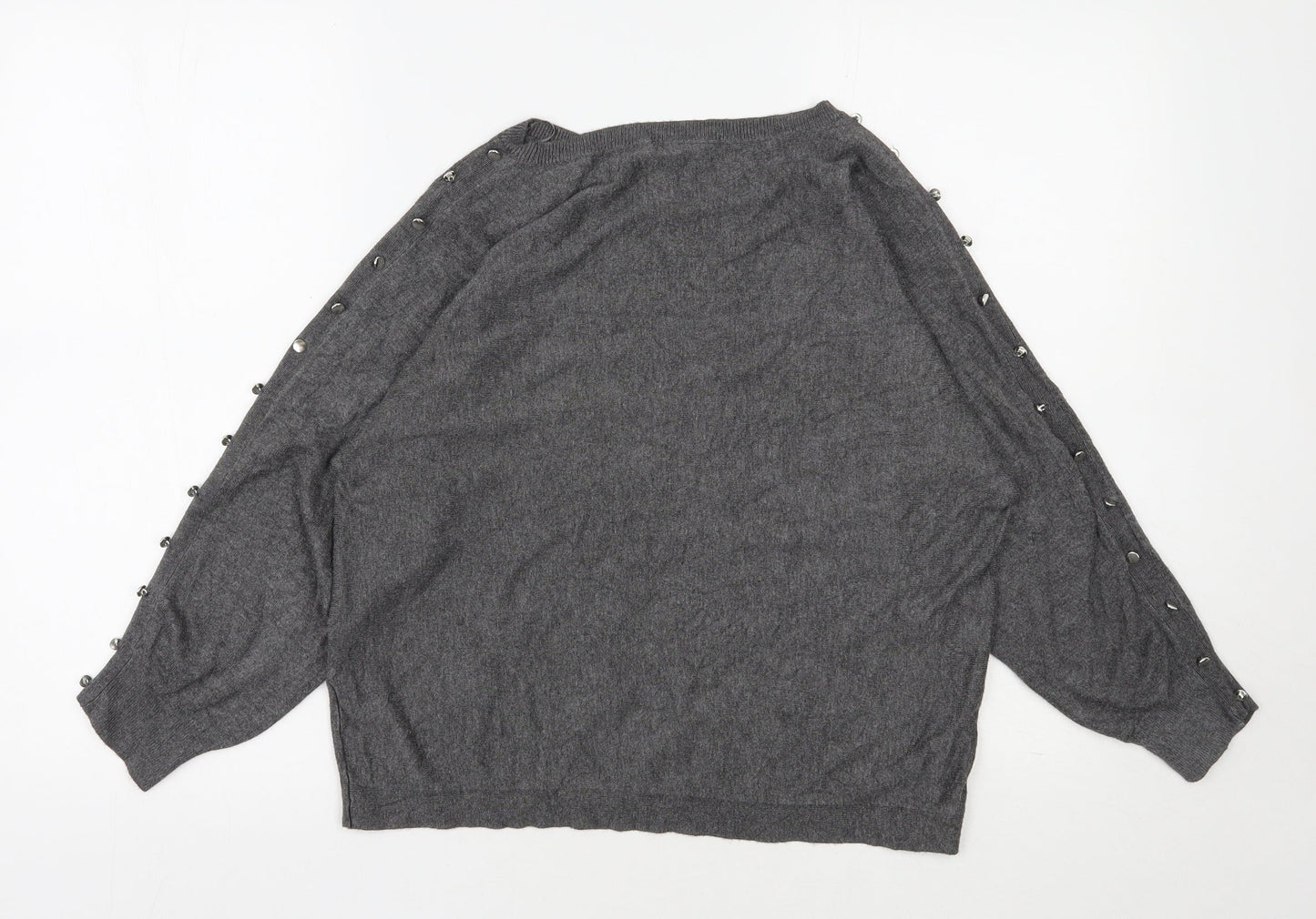 George Womens Grey Round Neck  Viscose Pullover Jumper Size 16