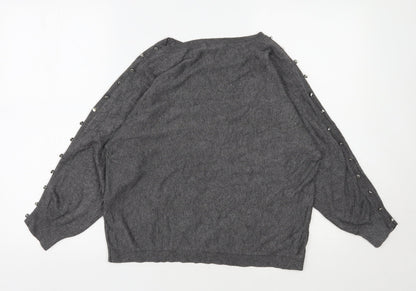 George Womens Grey Round Neck  Viscose Pullover Jumper Size 16