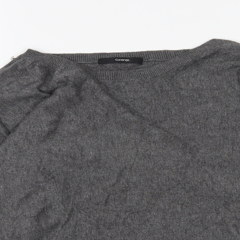 George Womens Grey Round Neck  Viscose Pullover Jumper Size 16