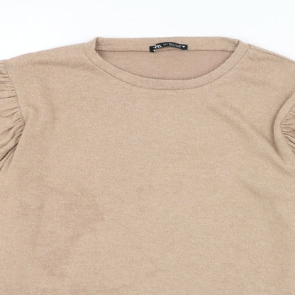 Womens UK Size S Zara Brown Pullover Jumper