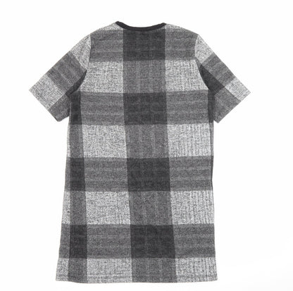 River Island Womens Grey Check Polyester Jumper Dress  Size 8  Crew Neck