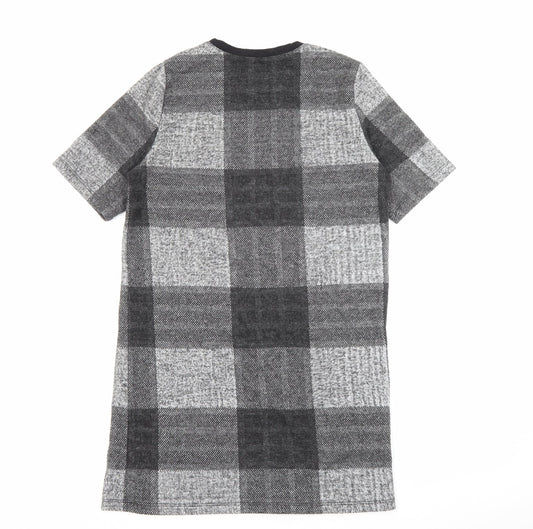 River Island Womens Grey Check Polyester Jumper Dress  Size 8  Crew Neck