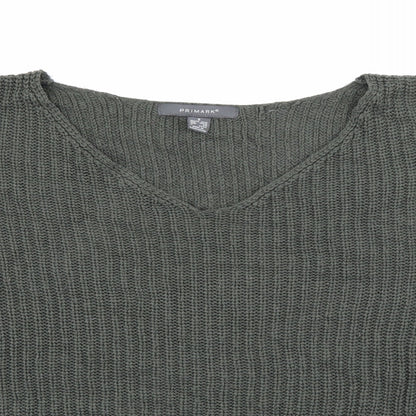 Primark Womens Green V-Neck  Acrylic Pullover Jumper Size S