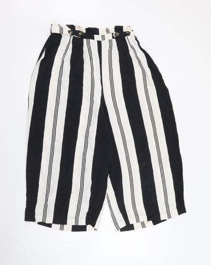 F&F Womens Black Striped Viscose Trousers  Size 14 L20 in Regular